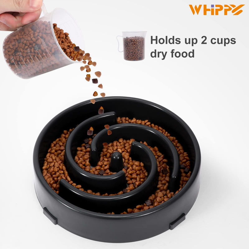 WHIPPY Slow Feeder Bowl for Small Medium Dog Fun Feeder Maze Dog Food Water Bowl Anti-Slip Puzzle Bowl No Chocking Healthy Interactive Bloat Stop Dog Bowl Dish,Medium,Black A-black - PawsPlanet Australia