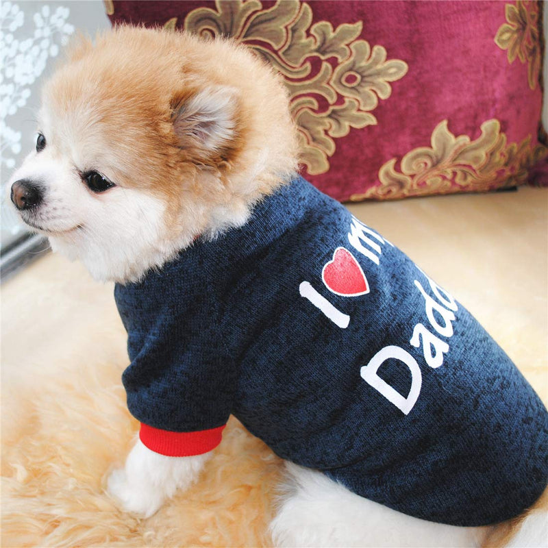 N / A Pet Winter Clothes, Fleece Dog Warm Coats Love Daddy Pet Clothing for Cats Puppy Small Dogs (S, Dark Blue) S Dark Blue Love Daddy - PawsPlanet Australia