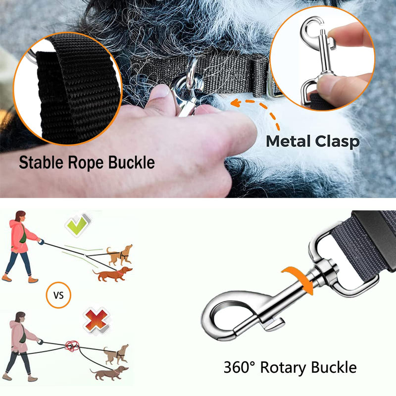 Dog Lead Double Lead for 2 Dogs, Dog Lead Double Lead for Small Dogs, Pet Trainer Lead No Tangle Double Dog Double Splitter Lead Walking Trainer Lead for Two Dogs (Black) - PawsPlanet Australia