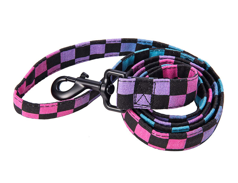 yamine Canvas rainbow Plaid Adjustable Collars and Lead Set, Dog Cat Collar with Removable Bow tie, two size suitable for neck 10.6''-15.7'', 1'' in wide For 10.6''-15.7'' neck * 1'' wide - PawsPlanet Australia