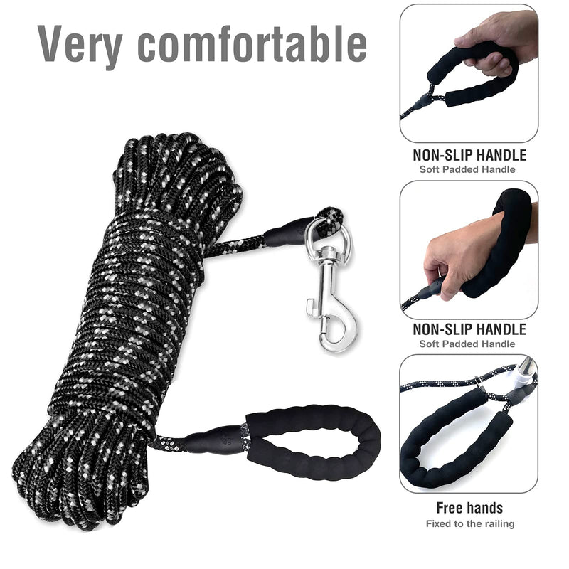 Dog Training Lead,Long Leads Rope Nylon Floatable Long Reflective Recall Dog Training Rope with Comfortable Handle for Hiking,Camping,Walking (33FT/10M) 33FT/10M - PawsPlanet Australia