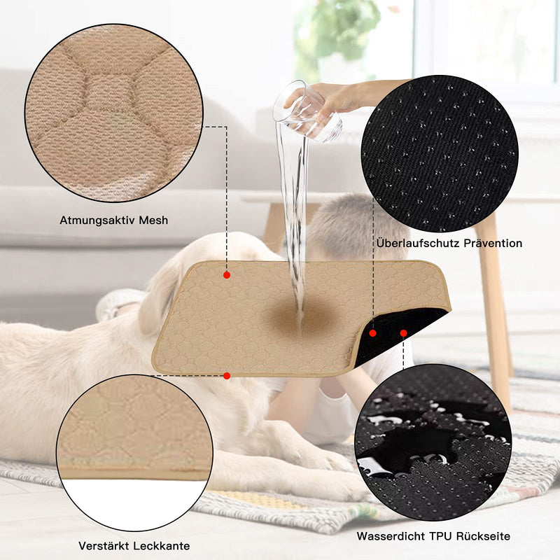 KALINCO Pet Training Pads Waterproof Pee Pads Dog Mat Floor Protection Washable Reusable Quick Absorbing Pad for Puppies/Dogs/Cats (Brown+M) Brown+m - PawsPlanet Australia