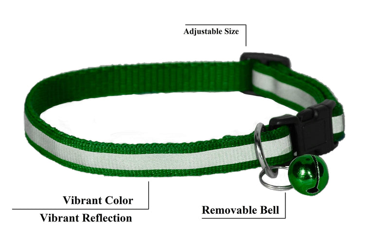 Prime Options Reflective Cat Collar with Bell for Pets (Cats, Dogs, Small Animals) - Durable Polyester by 4 Your Pet Green, Yellow - PawsPlanet Australia