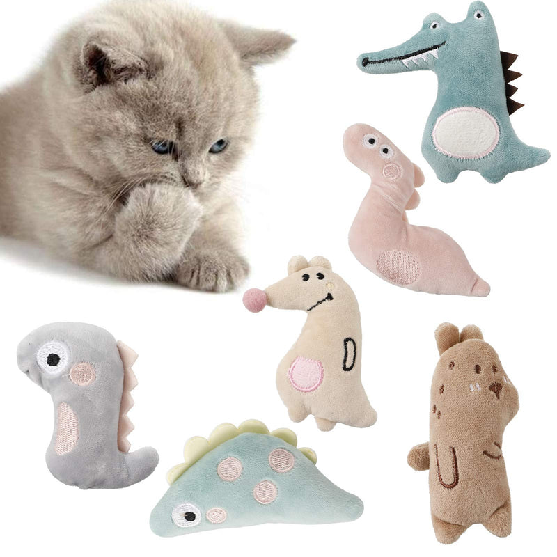 FANTESI 6 Pcs Cat Catnip Toys, Interactive Cat Toys Cartoon Catnip Chew Toys Soft Plush Cat Pillow Entertaining Toys for Pet Kitten Cat Playing Chewing Grinding Claw Teeth Cleaning - PawsPlanet Australia