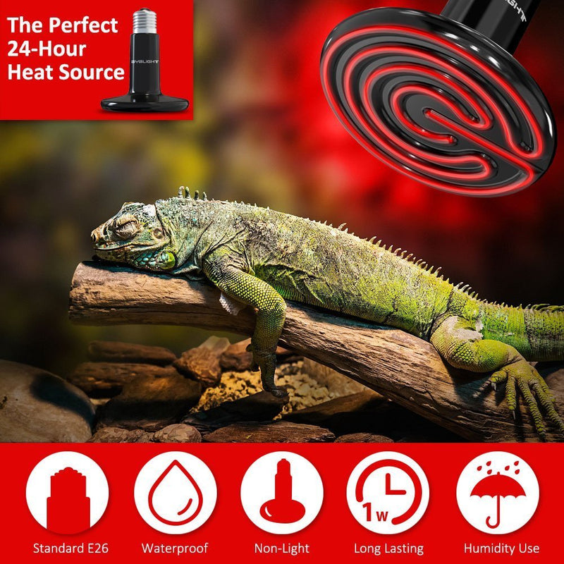 [Australia] - CTKcom 2-Pack 150W 110V Reptile Heat Lamp Ceramic Infrared Heat Emitter Bulb Pet Lamp,No Harm No Light Infrared Heat Emitter Brooder Lamp Pet Coop Heater Reptile Chicken Turtle Heat Lighting,Black 