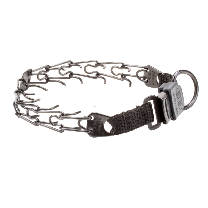 Herm Sprenger Black Stainless Steel Prong Collar for Pit Bull Terrier with Click-Lock Buckle and Nylon Loop - 2.25 mm x 16 inches - PawsPlanet Australia