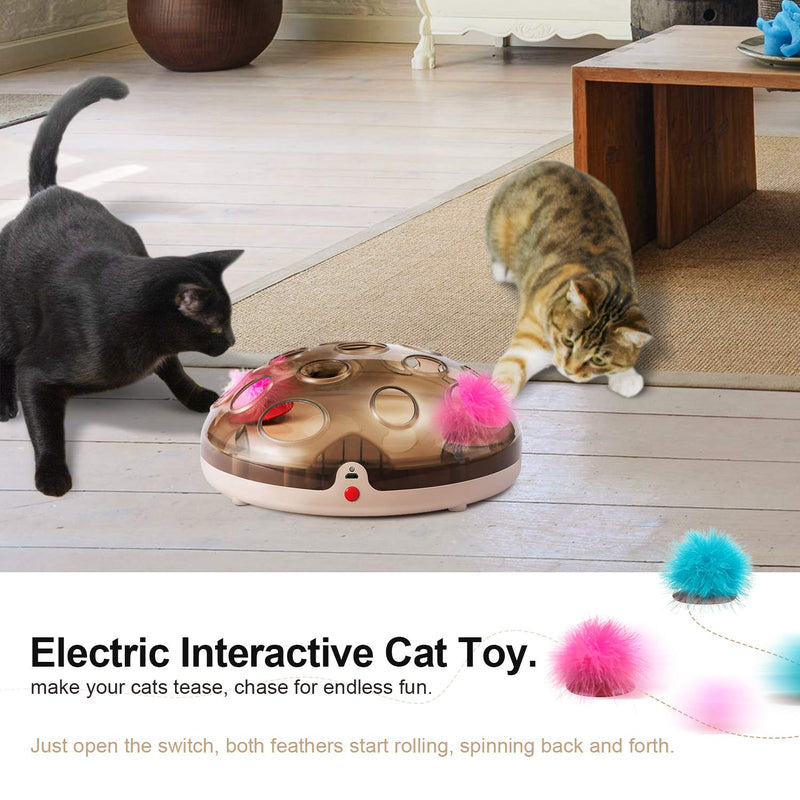 Nice Dream Interactive Cat Toy, Rechargeable Maglev Electric Feather Teaser Cat Toys for Exercise Chasing Training Hunting (Brown) Brown - PawsPlanet Australia