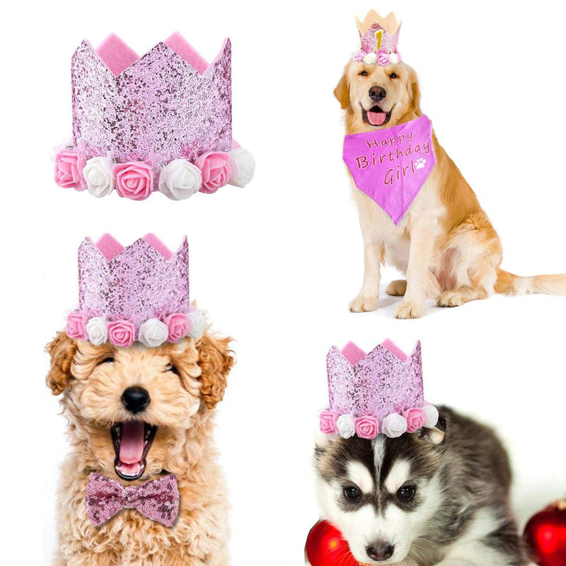 N\A Dog Birthday Hat Pink Crown Birthday Party Hat Pet Birthday Number for Girls Boys Dog or Puppy Birthday Decor - PawsPlanet Australia