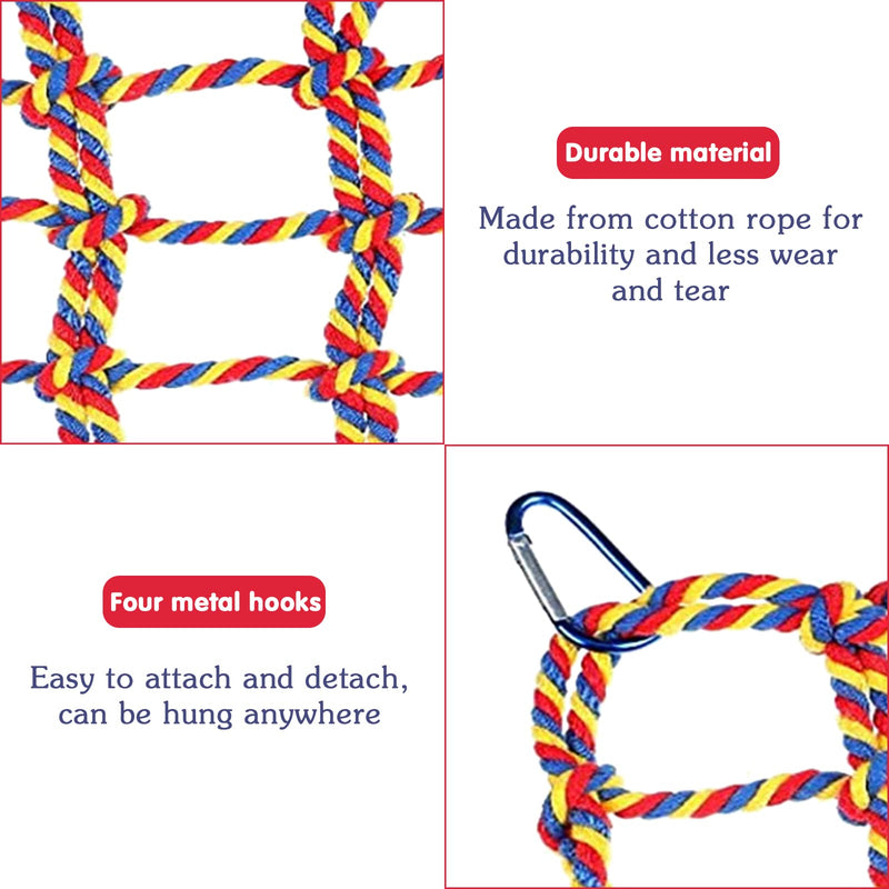 Yanmucy Small Animal Hammock Rat Toy Parrot Bird Toy Woven Climbing Net with 4 Hooks Rat Cage Accessories Rope Ladder Red - PawsPlanet Australia