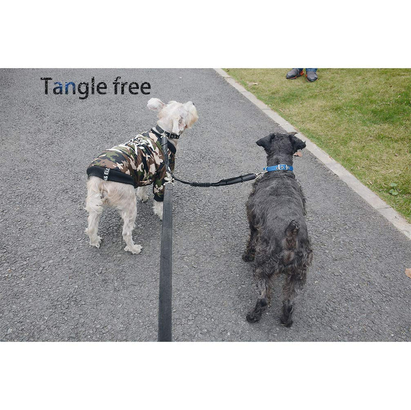 Yangbaga Double Lead Adjustable 360° Rotatable Dog Lead for 2 Dogs - Reflective Elastic Lead for Walking Training Jogging - for Small Medium and Large Dogs (Small, Black) - PawsPlanet Australia
