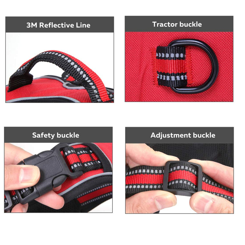 Dog Harness No Pull Padded Adjustable Front Clip Vest Harnesses for Dogs Reflective Safe Vest(l) L Red - PawsPlanet Australia