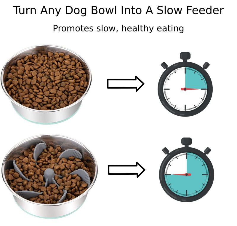 Slow Feeder Dog Bowl Insert with Suction Cups | Slow Eating Dog Bowl Adjustable | for Large and Small Breed Size Dogs | Compatible with All Dog Bowls | Dog Food Puzzle Treat Toy | Prevent Choking - PawsPlanet Australia