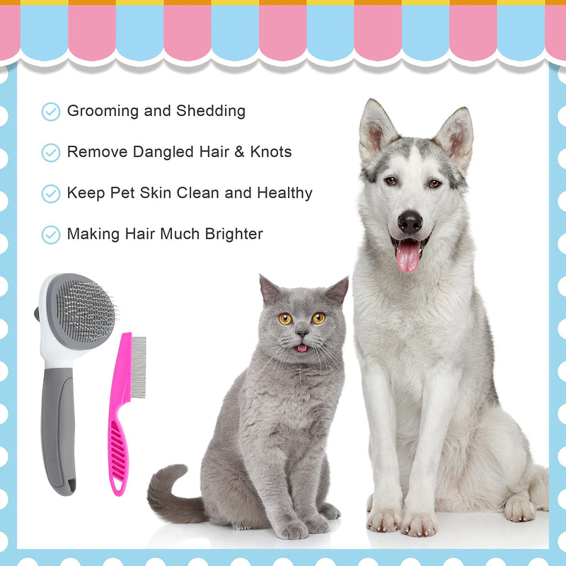 Cat Brush for Shedding and Grooming, Pet Self Cleaning Slicker Brush with Cat Hair Comb by KALAMANDA - PawsPlanet Australia