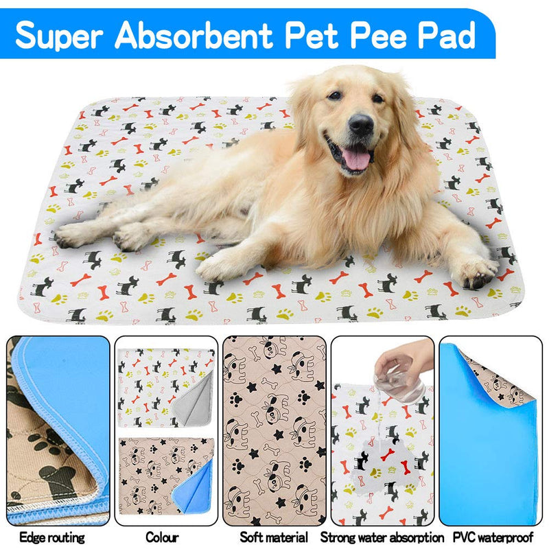 SaponinTree Large Puppy Training Pads, 2 Pack Washable Dog Training Mat, Reusable Leak-proof Non-slip Super Absorbency Pet incontinence pads for Cat Dog Rabbit, 70 * 80cm Brown+white - PawsPlanet Australia