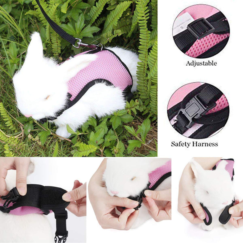 UEETEK Soft Harness with Lead for Rabbits Bunny Elastic Length 47 inch - Size L( Pink ) - PawsPlanet Australia