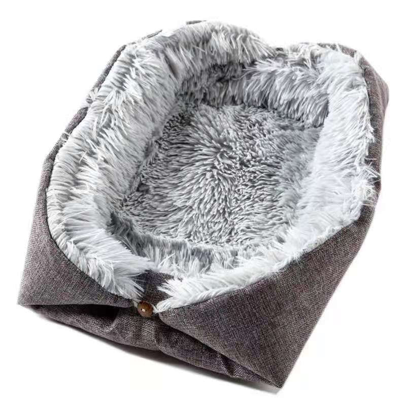 Pet Bed for Indoor Cats, Self Warming Pet Bed Function 2 in 1 Foldable Convertible Plush Soft Blanket Cat Bed Warm Cat Cushion Bed for Small Dogs and Cats, Machine Washable (Grey) Grey - PawsPlanet Australia