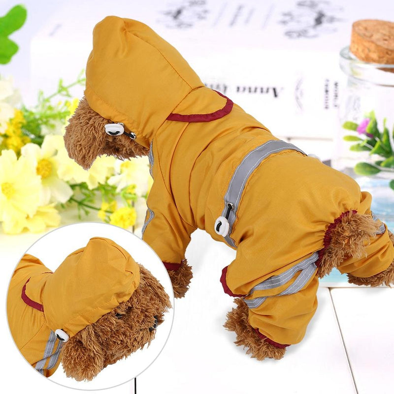 Pet Raincoat, Waterproof Jacket Cat Dog Hood Rain Coat Reflective Jumpsuit Apparel(Yellow XXL) Yellow XXL - PawsPlanet Australia