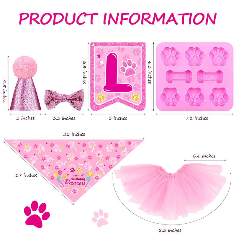 Dog Birthday Bandana Hat Set Lets Pawty Birthday Banner Girl Pink Tutu Skirt Dog Bow Tie Collar Bone Shaped Silicone Mold Dog Birthday Party Supplies - PawsPlanet Australia