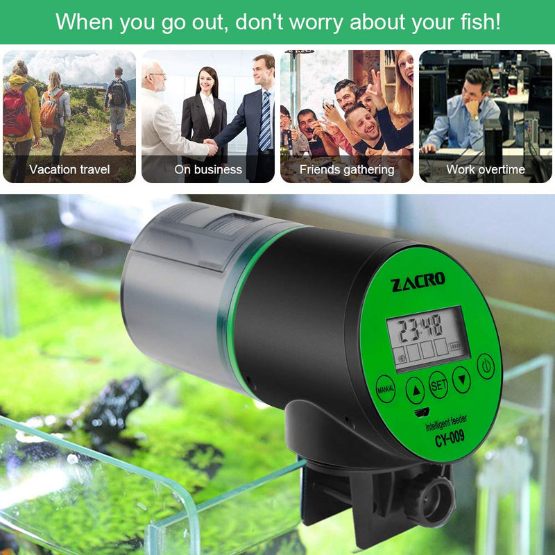 Zacro USB Charger Automatic Fish Feeder Large-capacity lithium battery for Aquarium Fish Tank with LCD Display, Fish Food Dispenser - PawsPlanet Australia