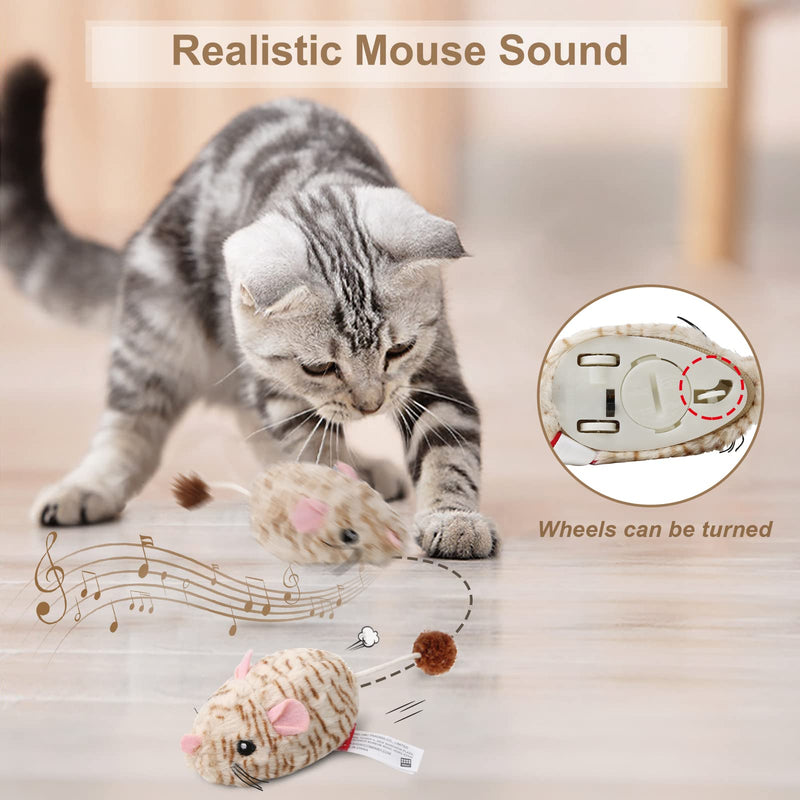 2 Pack Interactive Cat Toy Chirping Bird and Automatic Moving Mouse, Cat Toy for Indoor Cats with Soft Plush Interactive Cat Toy with Real Animal Sound - PawsPlanet Australia