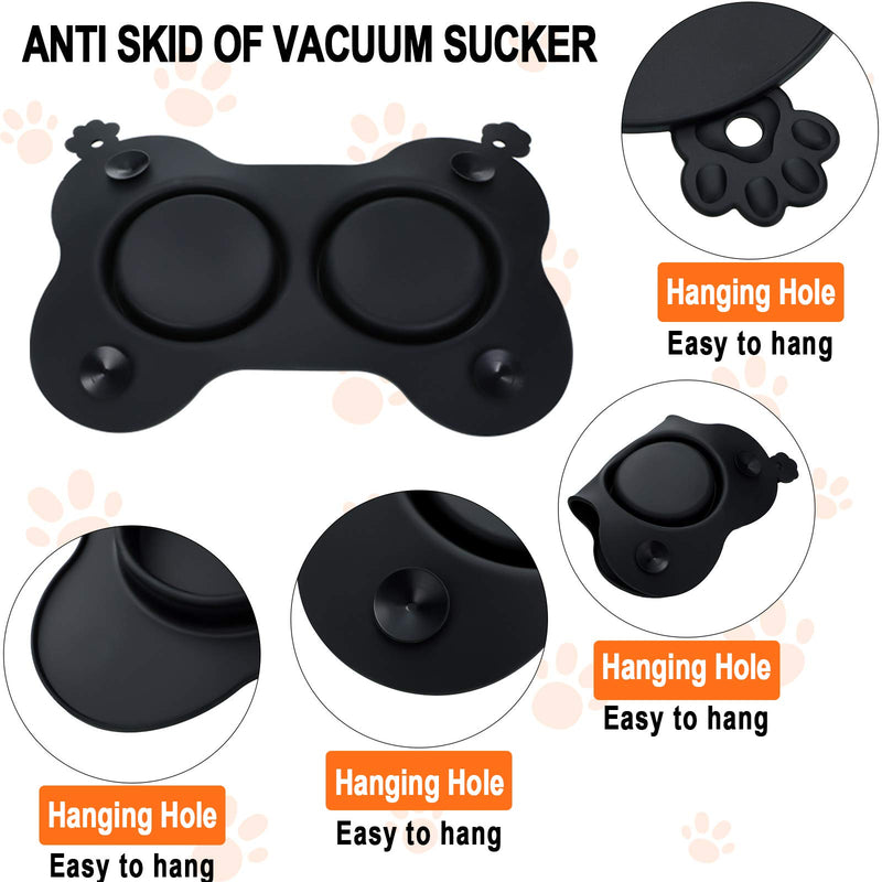 Double Pet Dog Slow Feeder Bowl Bloat Stop Pet Bowl Anti-Choking Puppy Food and Water Feeder with Non-Skid Silicone Mat Plastic Water Bowl for Dogs Cats Pets (Black) Small Black - PawsPlanet Australia