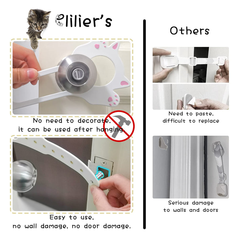 2PCS Cat Door Latch Holder,【8 Adjustable Sizes】 Stronger Flex Cat Door Stopper, Keep Door Open 1.5" to 8", Let's Cats in and Keeps Dogs Out of Litter & Food, No Tool Required & No Wall Damage 2*white - PawsPlanet Australia