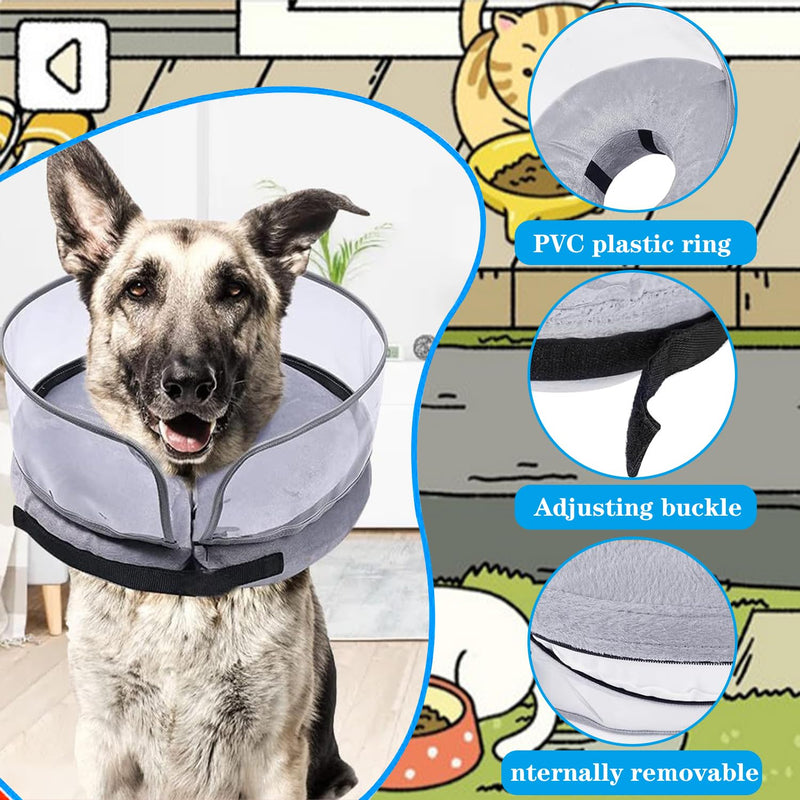Inflatable protective collar for pets, inflatable neck brace dog with protective layer, adjustable protective collar, inflatable neck brace for recovery after operations or wounds for dogs, cats - PawsPlanet Australia