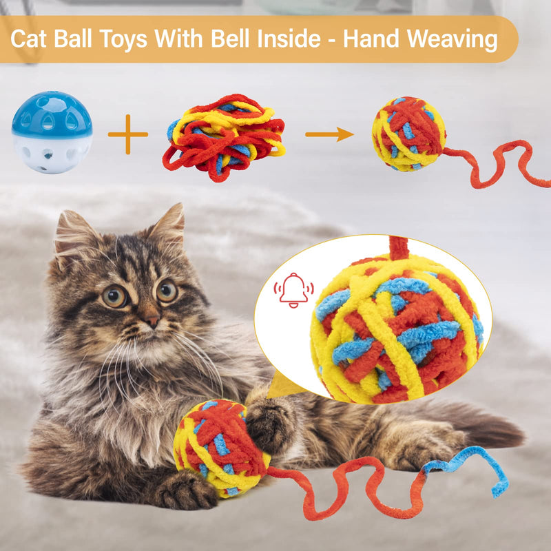 Cat Toy Balls with Bell, Woolen Yarn Cat Ball Toys and Cat Fuzzy Balls, Kitten Chew Toys Interactive Cat Toys for Indoor Cats and Kittens, Cat Toys Set with Built-in Bell, 6 Pack - PawsPlanet Australia