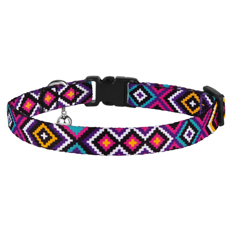 [Australia] - CollarDirect Aztec Cat Collar Breakaway Pack of 2 PCS Nylon Tribal Pattern Geometric Pet Kitten Collars for Cats Ethnic Teal + Tribal Magenta 