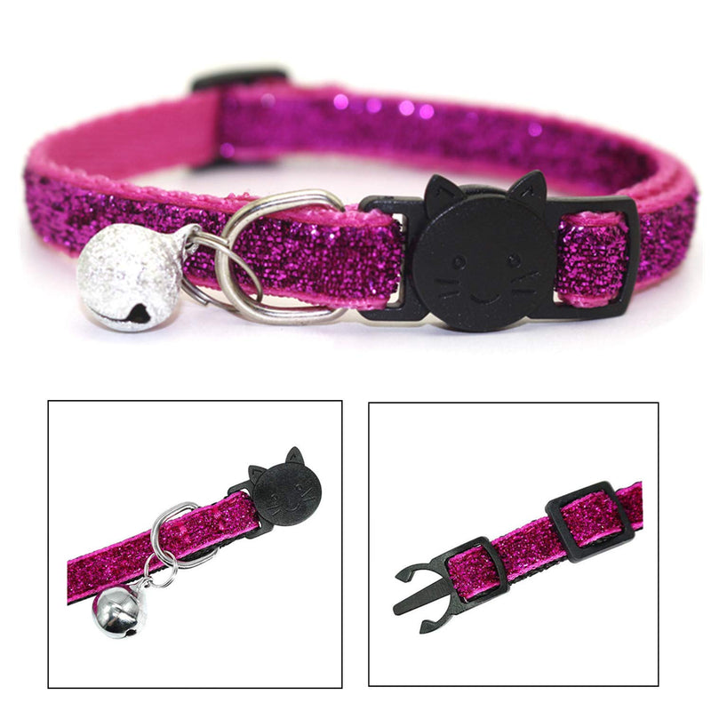 NA 8 Pcs Quick Release Cat Collars Soft Cat Collars With Bell Glitter Safe Breakaway Kitten Collar Adjustable 19-32cm - PawsPlanet Australia