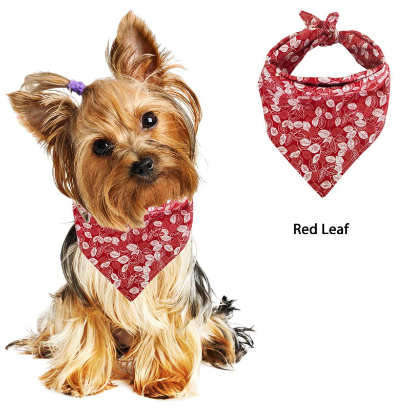 [Australia] - CAROLLIFE Pet Dog Cat Bandana Bibs Triangle Scarfs Adjustable Kerchief Assortment Hankies with Soft Cotton Material for Puppy Dogs and Pet Cats red leaf 