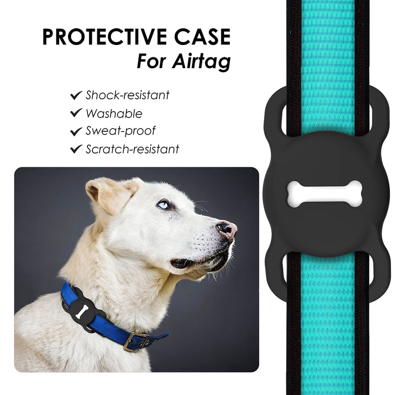 Air tag Holder,2 Packs Airtag Dog Collar Holder,Silicone Airtags Case for Apple Tag Black - PawsPlanet Australia