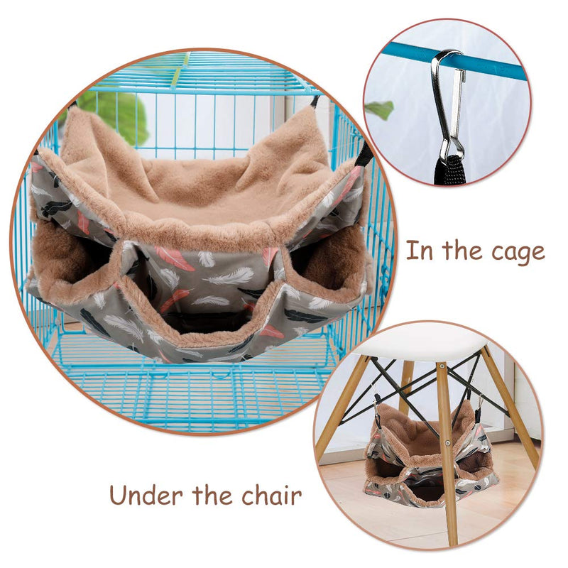 Small Animals Warm Plush Triple Bunkbed Cage Hanging Hammock Bed,Guinea Pig Cage Accessories Bedding, Warm Hammock for Parrot Ferret Squirrel Hamster Rat Playing Sleeping - PawsPlanet Australia