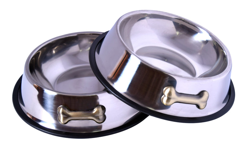 [Australia] - GPET Dog Bowl 32 Oz Stainless Steel Bowls with Anti-Skid Rubber Base for Food or Water Perfect Dish for Dog Puppy Cat and Kitten 2 Pack 