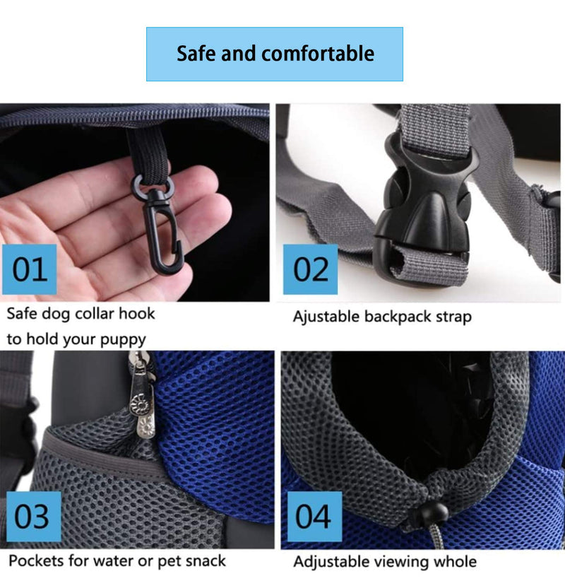 Dog Cat Pet Carrier Backpack Rucksack Travel Carrier Bag Puppy Front Shoulder Bag Soft Side Breathable Mesh Head Out Design Airline Approved Lightweight Carry Bag For Biking Hiking Trip Shopping Blue-M size - PawsPlanet Australia