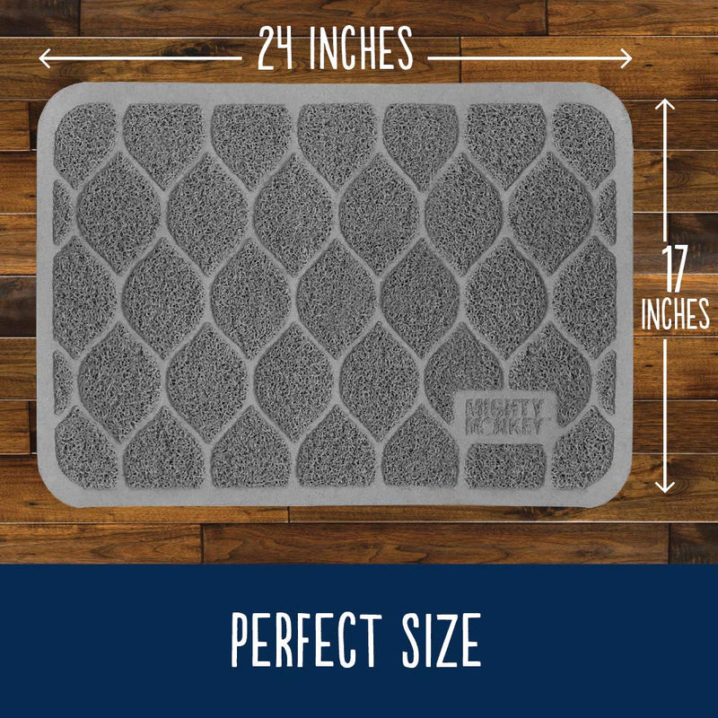 [Australia] - MIGHTY MONKEY Premium Cat Litter Trapping Mats, Phthalate Free, Best Scatter Control, Large and Jumbo XL, Mat Traps Litter, Easy to Clean, Soft on Kitty Paws Large (24" x 17") Slate Gray 