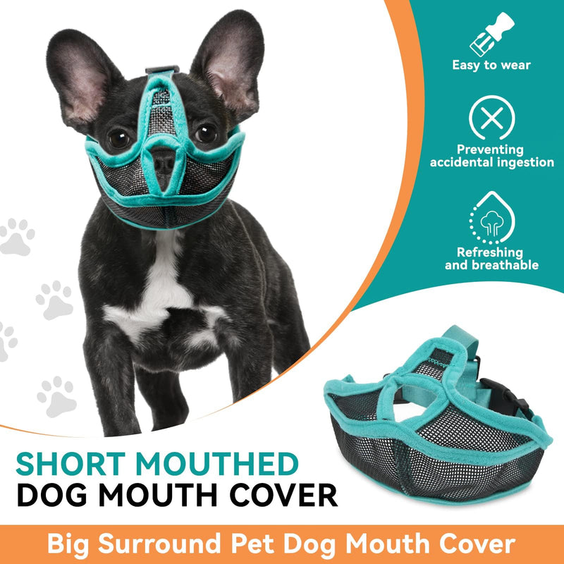 Muzzle for dogs, dog muzzle with short snout, mesh adjustable muzzle French bulldog, breathable short snout anti-bite bulldog for anti-biting, anti-bark licking S - PawsPlanet Australia