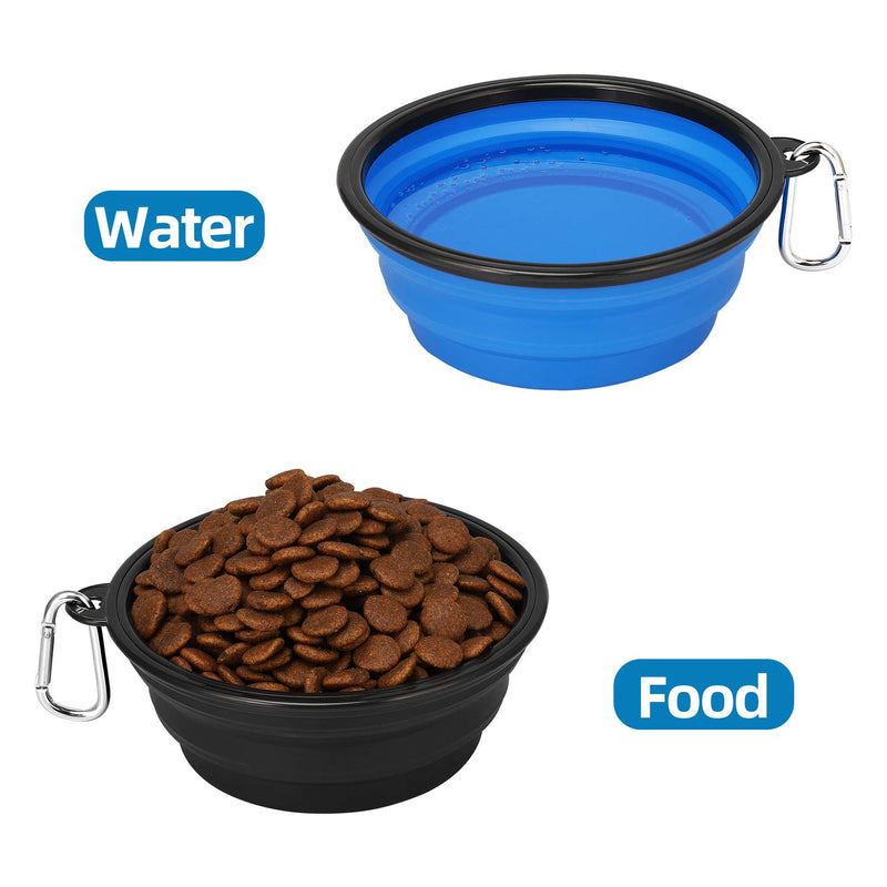 [Australia] - Kytely 2 Pack Extra Large Collapsible Dog Bowls, 34oz Foldable Dog Travel Bowls, Portable Dog Water Food Bowl with Carabiner, Pet Feeding Cup Dish for Traveling, Walking, Parking 