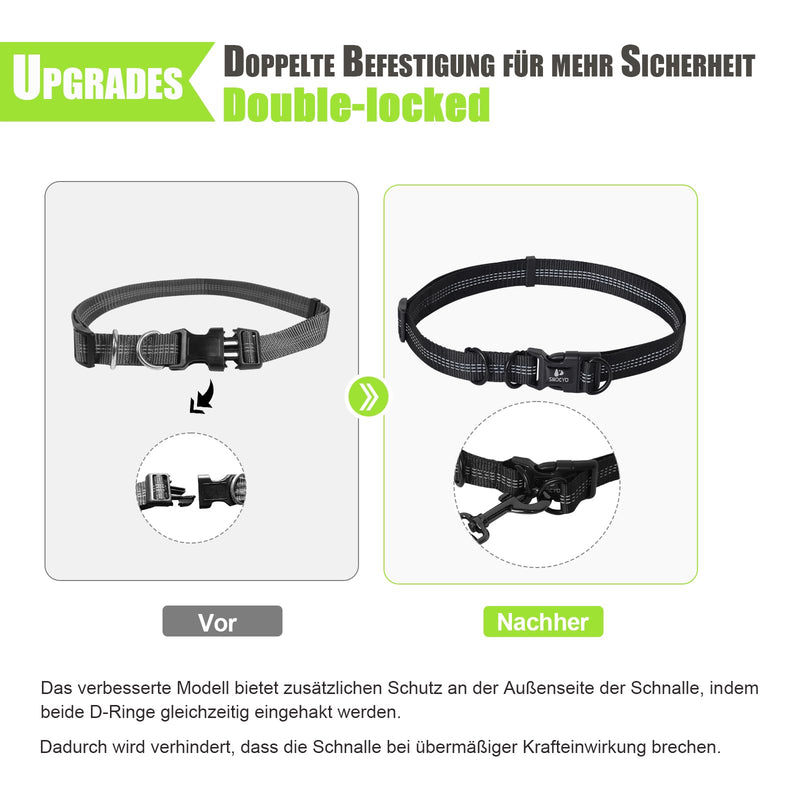 Snocyo jogging leash for dogs, jogging dog leash for medium and large dogs, elastic and reflective dog leash, retractable leash with double handle and waist belt for one dog, black and green - PawsPlanet Australia