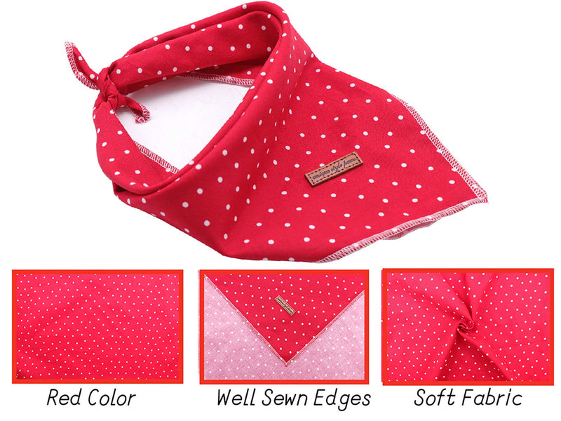 unique style paws Dog Bandana Square Dog Scarf Dog Kerchief, Cotton Bibs Sarf for Small Medium Large Dogs Adjustable Dog Bandanas L Red Dot - PawsPlanet Australia