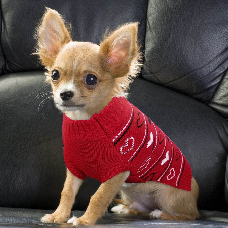 Queenmore Valentine Dog Sweater,Small Dog Sweater for Tiny Dogs,Teacups,frenchies,Chihuahuas,Yorkies,Turtleneck Girl Dogs Red Knit Sweaters Red,S Small - PawsPlanet Australia