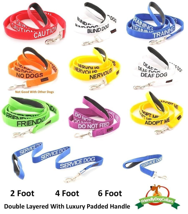 [Australia] - BLIND DOG White Color Coded Alert Warning 2 4 6 Foot Padded Dog Leash (No/Limited Sight) PREVENTS Accidents By Warning Others of Your Dog in Advance 6 Foot Leash 