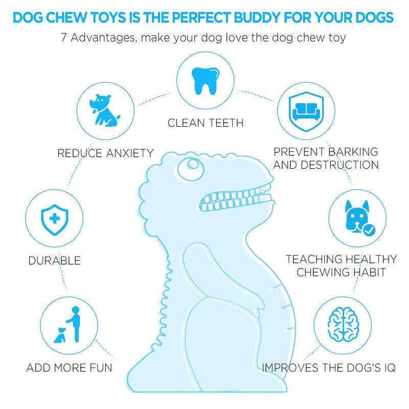 Indestructible Dog chew Toys for Aggressive Chewers, Als Ellan Tough Natural Rubber Toothbrush Toys, Dog Interactive Treat Toys for Small Medium Large Breed Dogs, Food Leaking, Teeth Cleaning - PawsPlanet Australia