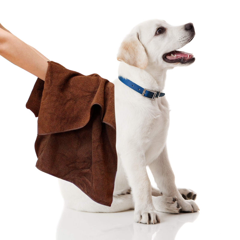 My Doggy Place Pet Dog Cat Microfiber XL Drying Towel 45x28 inch, Ultra Absorbent for Bathing and Grooming (Brown, Oatmeal, Charcoal, Light Gray, Teal, Sage Green, Charcoal Striped with Paw Print) 1 Pack Brown w/ Print - PawsPlanet Australia