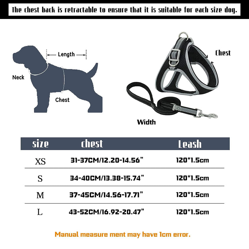 PETCARE Dog Harness Small Dog Breathable Lightweight Puppy Harness and Lead Set Escape Proof Reflective Pet Vest for Small Medium Large Dogs/Cats Fully Adjustable Cats Vest (S, Black) - PawsPlanet Australia