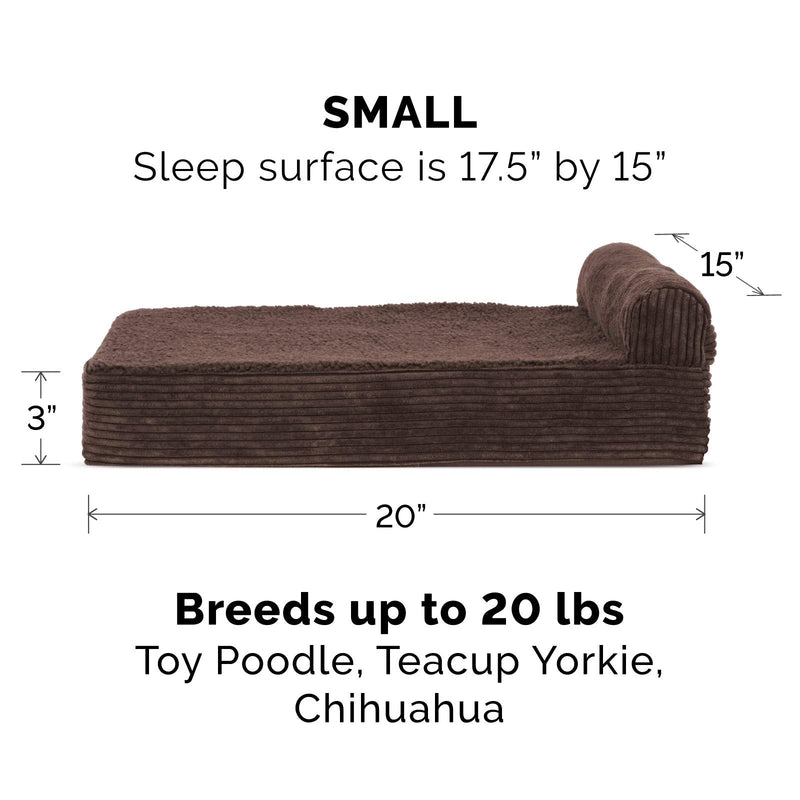 Furhaven Orthopedic, Cooling Gel, and Memory Foam Pet Beds for Small, Medium, and Large Dogs and Cats - Full-Support Chaise Lounge Sofa Dog Beds, Luxury Edition Reversible Sofa Dog Bed, and More Chaise Bed (Cooling Gel Foam) Corduroy Dark Espresso - PawsPlanet Australia