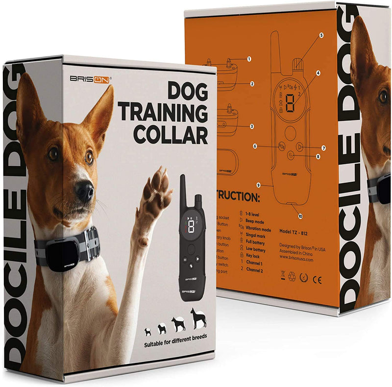 [Australia] - BRISON Dog Training Collar - 3 Modes - Humane Rechargeable Waterproof Anti Bark Collar for Small Medium and Large Dogs with Remote Trainer E-Collar 1000 ft 