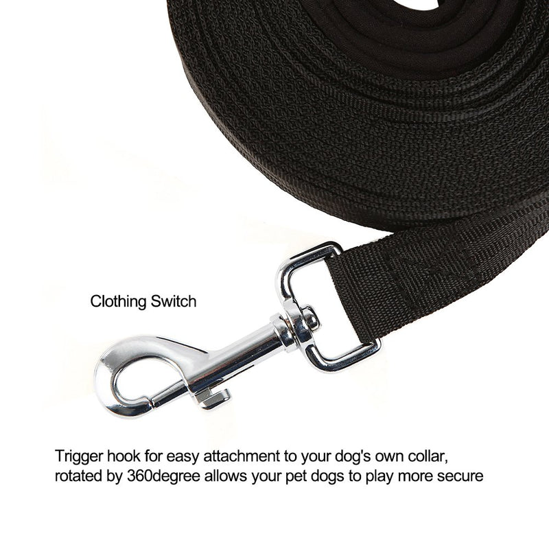 Vivifying Dog Training Lead Leash, 10m/32ft Long Nylon Training Dog Leash for Pet Tracking Training Obedience Lead Leash (Black) Black - PawsPlanet Australia