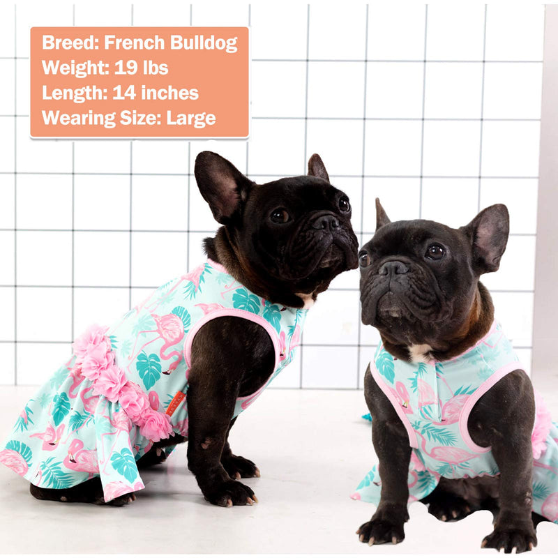 kyeese Dogs Dresses Flamingo with Flowers Decor Eelgant Princess Dogs Dress for Small Dogs Spring Summer Cat Dress Dog Apparel XS (2.5-3.5lbs) - PawsPlanet Australia