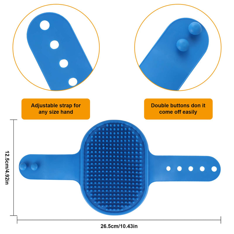 Heyu-Lotus Dog Bath Brush, 2 Pcs Pet Bath Brush with Adjustable Ring Handle, Soothing Massage Rubber Comb for Long Short Haired Dogs and Cats (Blue and Yellow) Blue and Yellow - PawsPlanet Australia